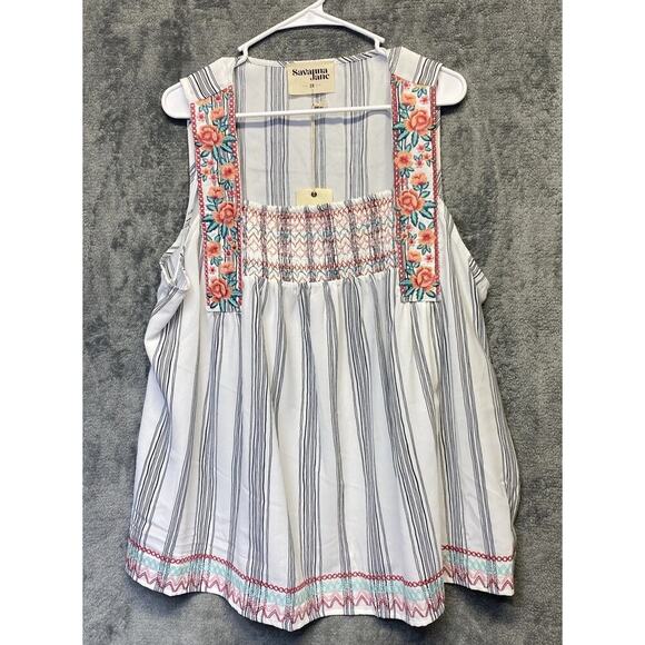 Savanna Jane Women’s Plus Floral Accent Tank Blouse Size 2X - Picture 1 of 11